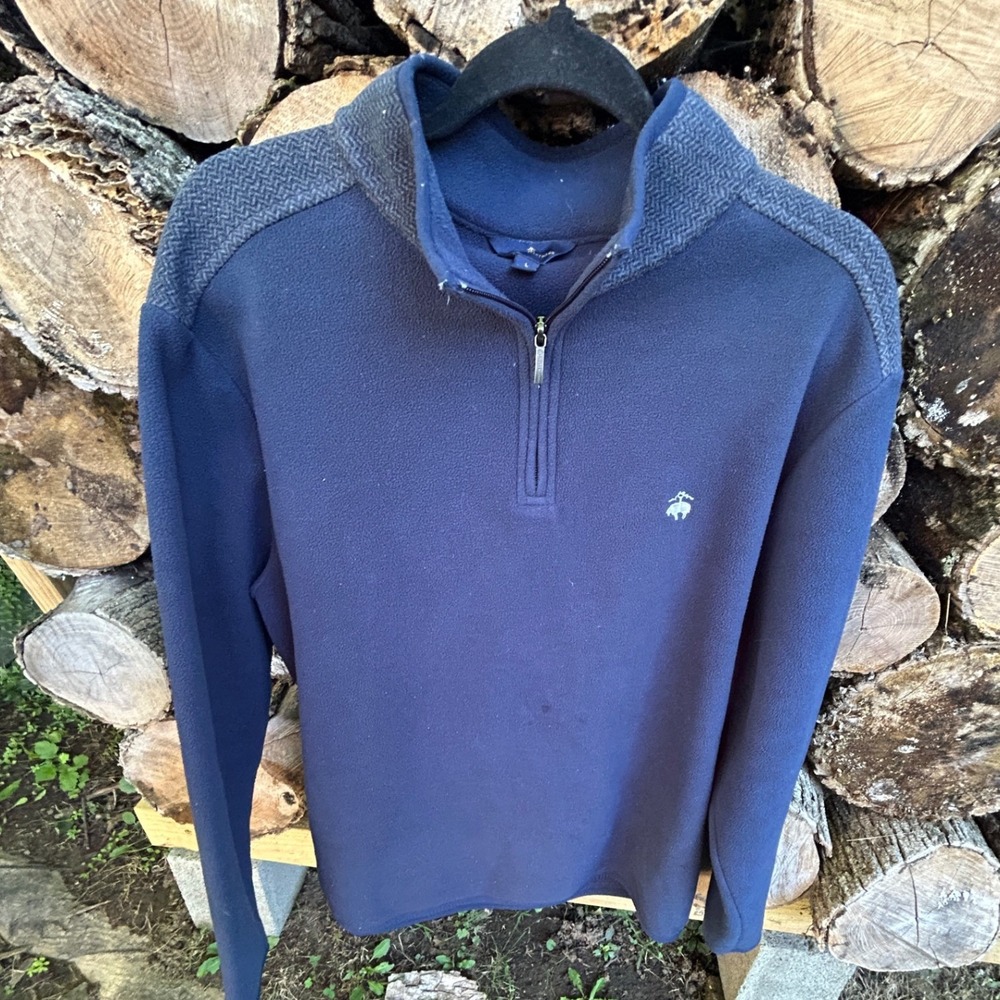 Brooks Brothers Navy Blue Fleece Quarter Zip Mens Large